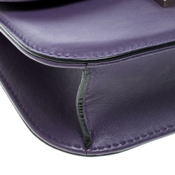 Pre Owned Valentino Purple Leather Rockstud Small Glam Lock Shoulder Bag