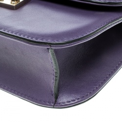 Pre Owned Valentino Purple Leather Rockstud Small Glam Lock Shoulder Bag