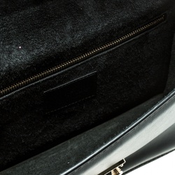 Pre Owned Valentino Black Leather Medium Beads Embellished Glam Lock Shoulder Bag