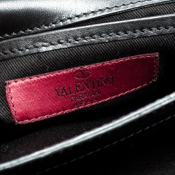 Pre Owned Valentino Black Leather Studded Bow Crossbody Bag