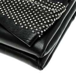 Pre Owned Valentino Black Leather Studded Bow Crossbody Bag