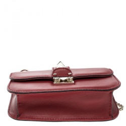 Pre Owned Valentino Red Leather Small Rockstud Glam Lock Shoulder Bag