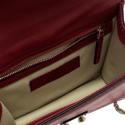 Pre Owned Valentino Red Leather Small Rockstud Glam Lock Shoulder Bag