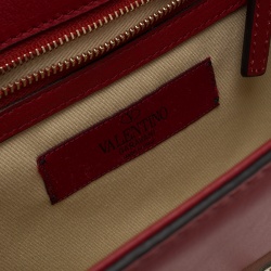 Pre Owned Valentino Red Leather Small Rockstud Glam Lock Shoulder Bag