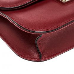 Pre Owned Valentino Red Leather Small Rockstud Glam Lock Shoulder Bag