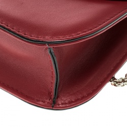 Pre Owned Valentino Red Leather Small Rockstud Glam Lock Shoulder Bag