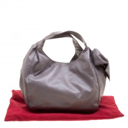 Pre Owned Valentino Lilac Leather Small Bow Hobo