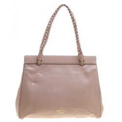 Pre Owned Valentino Beige Leather and Lace Demetra Tote