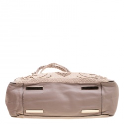 Pre Owned Valentino Beige Leather and Lace Demetra Tote