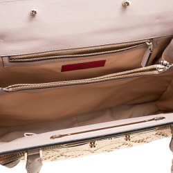 Pre Owned Valentino Beige Leather and Lace Demetra Tote