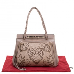 Pre Owned Valentino Beige Leather and Lace Demetra Tote