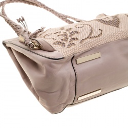Pre Owned Valentino Beige Leather and Lace Demetra Tote