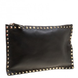 Pre Owned Valentino Black Leather Rockstud Clutch