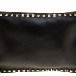 Pre Owned Valentino Black Leather Rockstud Clutch