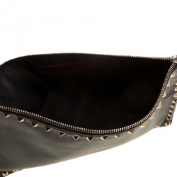Pre Owned Valentino Black Leather Rockstud Clutch