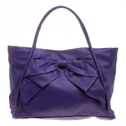 Pre Owned Valentino Purple Leather Bow Tote