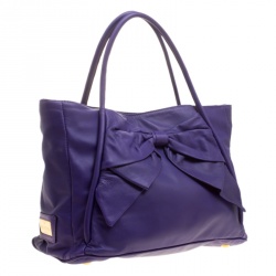 Pre Owned Valentino Purple Leather Bow Tote