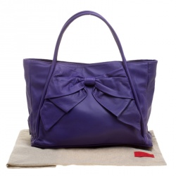 Pre Owned Valentino Purple Leather Bow Tote