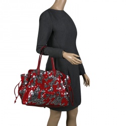 Pre Owned Valentino Red/Silver Sequins and Leather Glam Tote