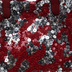 Pre Owned Valentino Red/Silver Sequins and Leather Glam Tote