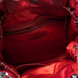 Pre Owned Valentino Red/Silver Sequins and Leather Glam Tote