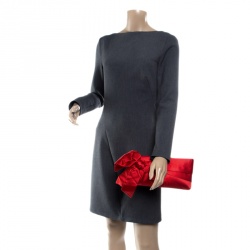 Pre Owned Valentino Red Satin Bow Clutch