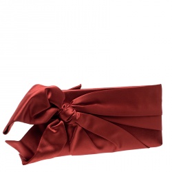 Pre Owned Valentino Red Satin Bow Clutch