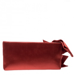 Pre Owned Valentino Red Satin Bow Clutch