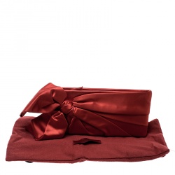 Pre Owned Valentino Red Satin Bow Clutch