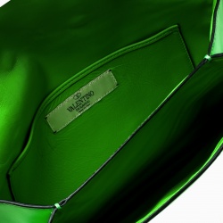 Pre Owned Valentino Neon Green Leather Intricate Clutch