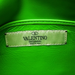 Pre Owned Valentino Neon Green Leather Intricate Clutch