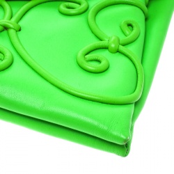 Pre Owned Valentino Neon Green Leather Intricate Clutch