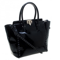 Pre Owned Valentino Black Leather Medium Rockstud Tote