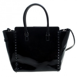 Pre Owned Valentino Black Leather Medium Rockstud Tote