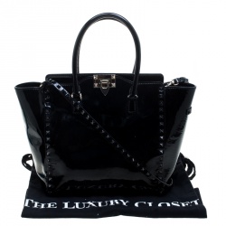 Pre Owned Valentino Black Leather Medium Rockstud Tote