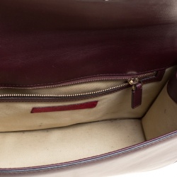 Pre Owned Valentino Burgundy Leather Rockstud Medium Glam Lock Flap Bag