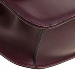 Pre Owned Valentino Burgundy Leather Rockstud Medium Glam Lock Flap Bag