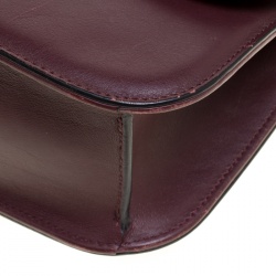 Pre Owned Valentino Burgundy Leather Rockstud Medium Glam Lock Flap Bag