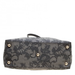 Pre Owned Valentino Grey Lace Print Coated Canvas Satchel