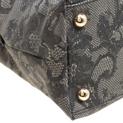 Pre Owned Valentino Grey Lace Print Coated Canvas Satchel
