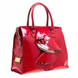 Pre Owned Valentino Red Patent Leather Rockstud Tote