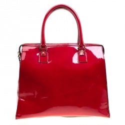 Pre Owned Valentino Red Patent Leather Rockstud Tote