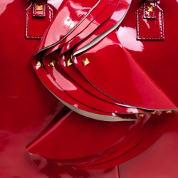 Pre Owned Valentino Red Patent Leather Rockstud Tote