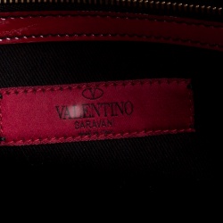 Pre Owned Valentino Red Patent Leather Rockstud Tote
