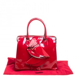 Pre Owned Valentino Red Patent Leather Rockstud Tote