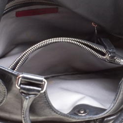 Pre Owned Valentino Black Leather Crystal Embellished Logo Satchel