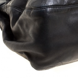 Pre Owned Valentino Black Leather Crystal Embellished Logo Satchel