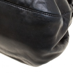 Pre Owned Valentino Black Leather Crystal Embellished Logo Satchel