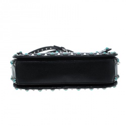 Pre Owned Valentino Black Leather Rockstud Rolling Crossbody Bag