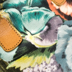 Pre Owned Valentino Multicolor Floral Print Canvas Frame Satchel